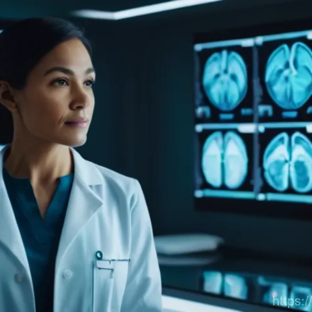 의료 데이터 분석의 기본 - **Prompt:** "A diverse female doctor in her late 30s, wearing a clean, modern lab coat, stands in a ...
