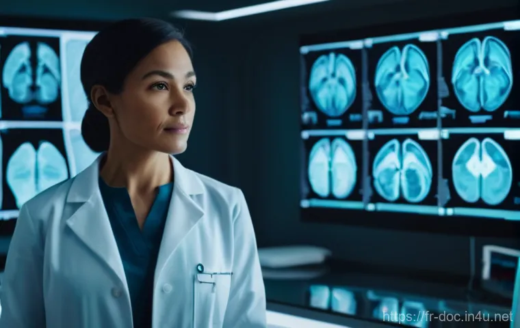 의료 데이터 분석의 기본 - **Prompt:** "A diverse female doctor in her late 30s, wearing a clean, modern lab coat, stands in a ...