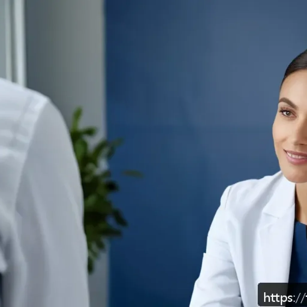 의료직 현장 면접 성공 팁 - A professional medical job interview scene in a modern French hospital setting, featuring a confiden...
