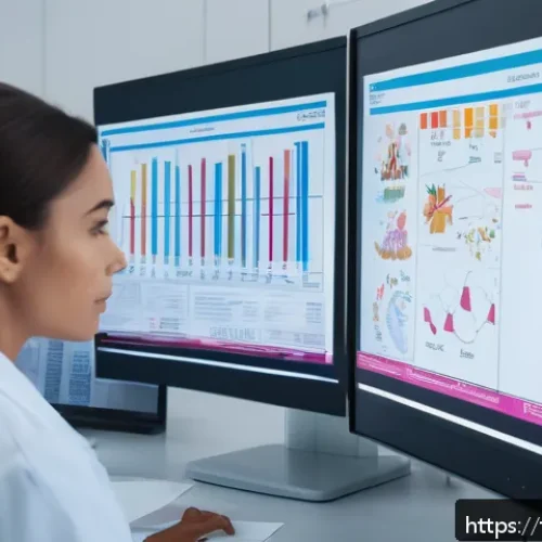 의학 이론 요약 정리법 - A modern medical study workspace featuring a diverse group of professionals organizing information i...